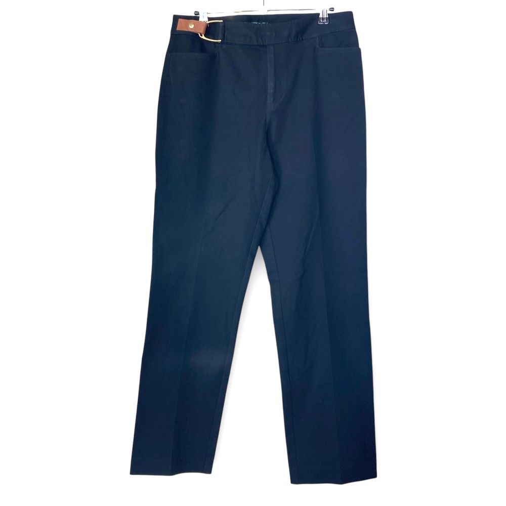 Lauren Ralph Lauren Women's Cotton Stretch Pants Leather Detail Belt Size 6